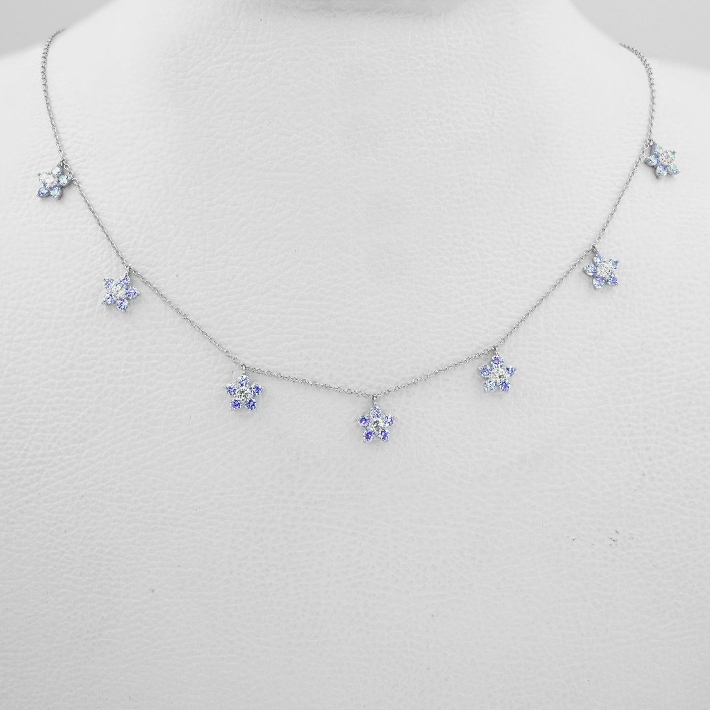 Celestia Floral Charm Necklace ( Blue )