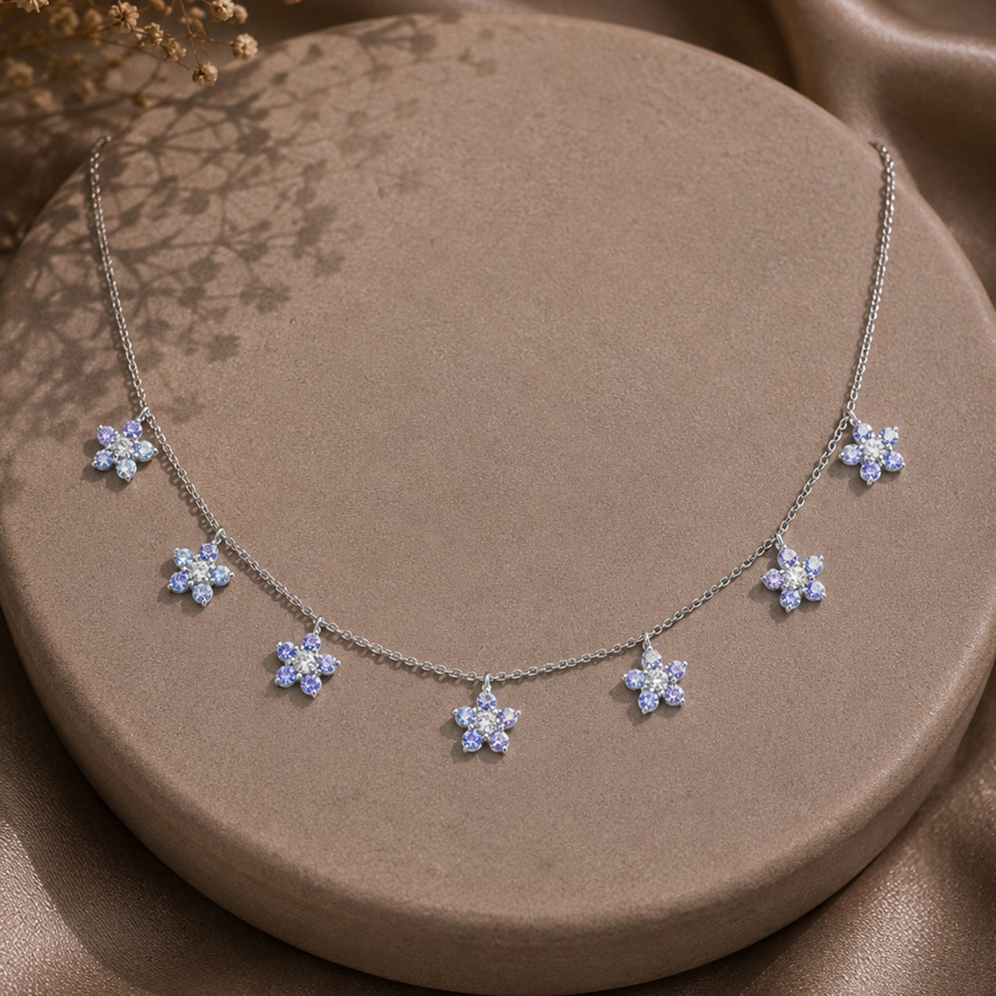 Celestia Floral Charm Necklace ( Blue )