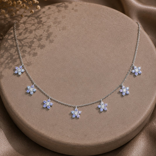 Celestia Floral Charm Necklace ( Blue )
