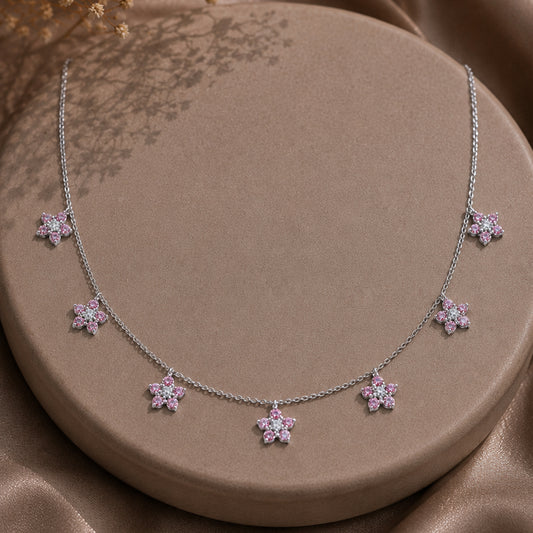 Celestia Floral Charm Necklace Pink